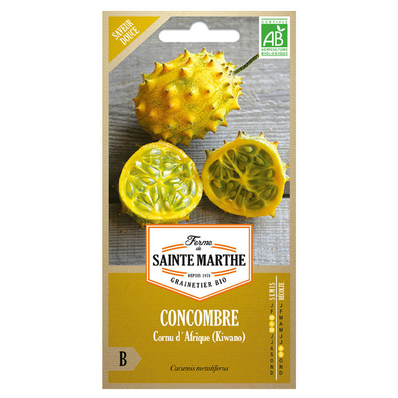 Concombre Cornu d'Afrique Kiwano - 20 graines - AB - La ferme Sainte Marthe