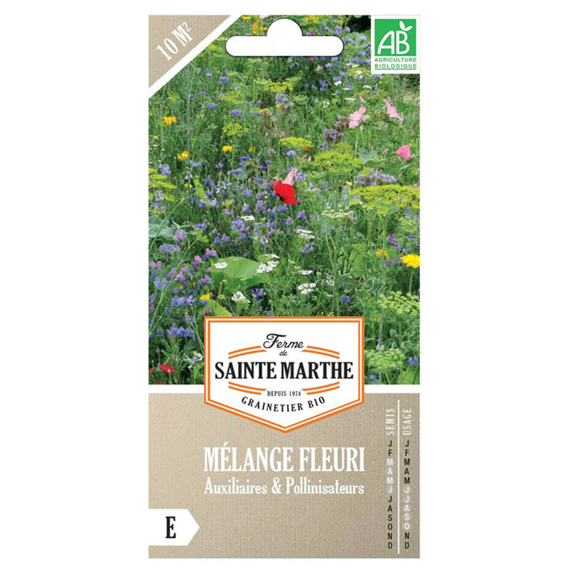 Graines - Auxiliaires et Pollinisateurs - Mélange fleuri 20 g - AB - La ferme Sainte Marthe