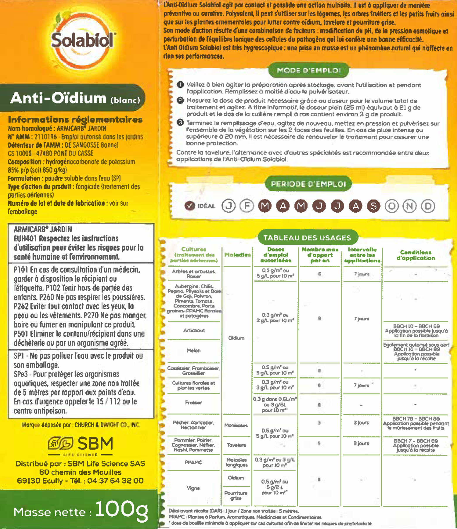 White powdery mildew control 100g Solabiol