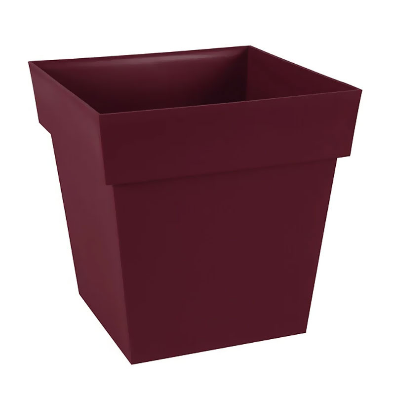 Toscane vierkante plantenbak 39x39x39cm - 38L - Bourgondisch Rood - EDA Plastiek - Wit EDA Kunststof