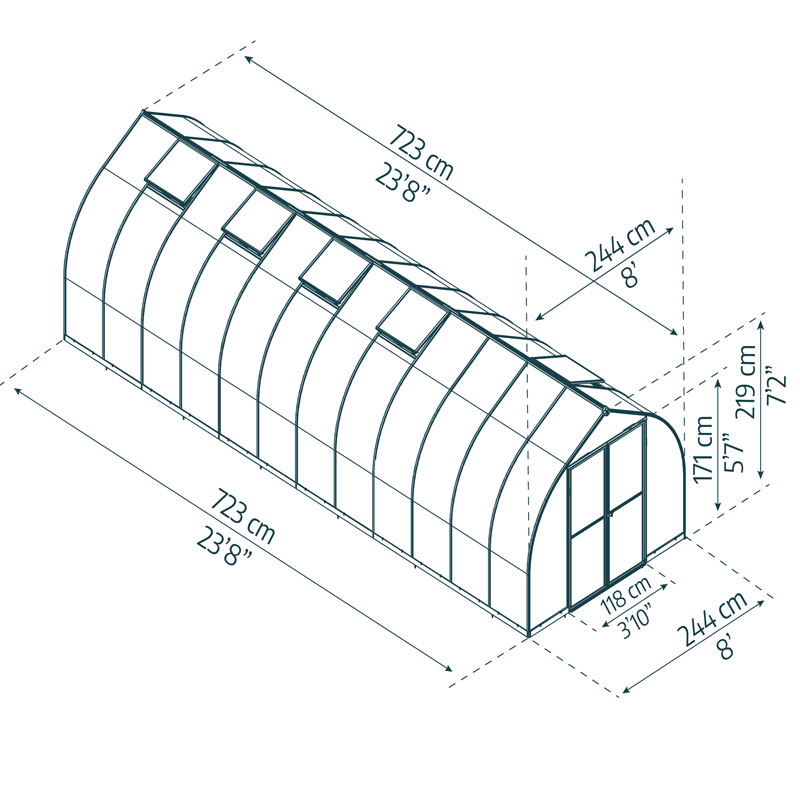 Bella Gewächshaus - 723x244cm - Silber - Canopia