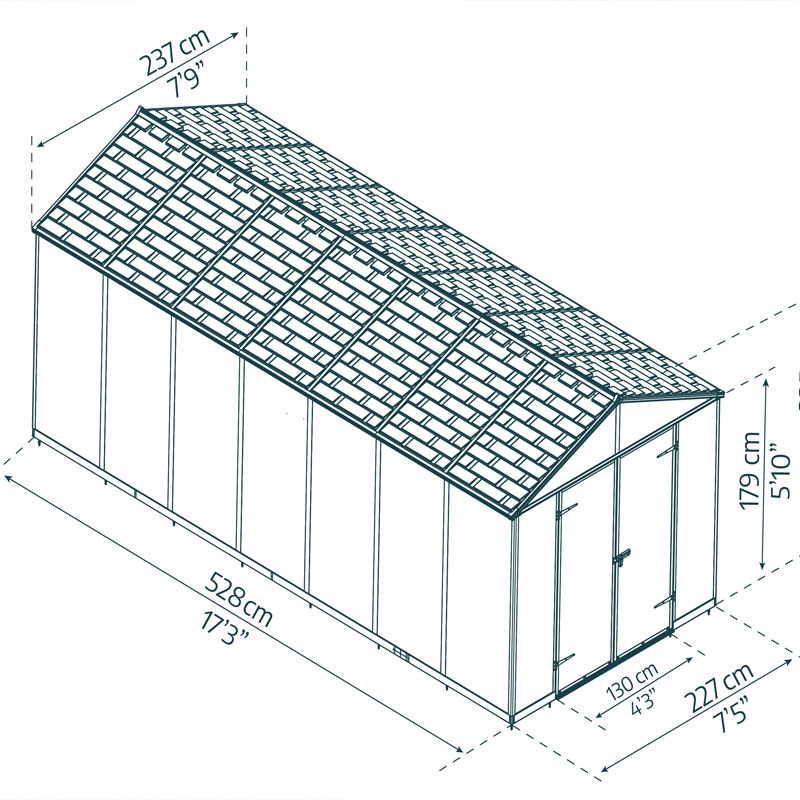 Casetta da giardino - Rubicon - 237x528cm - Grigio scuro - Canopia