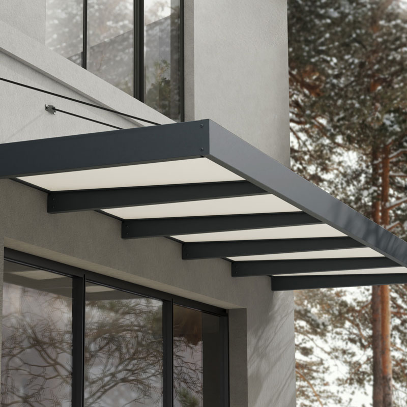 Sophia XL 5000 door awning - 140x471cm - Grey white Opal - Canopia