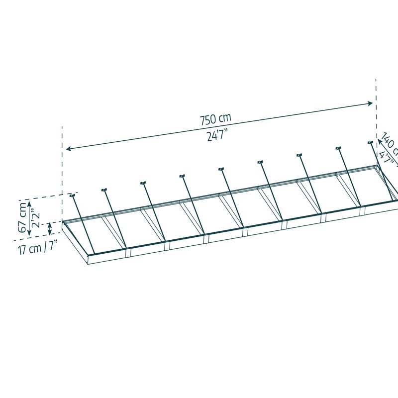 Dossel para portas Sophia XL 8000 - 140x750cm - Cinzento branco Opala - Canopia