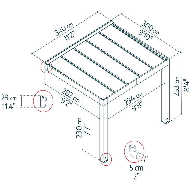 Pergola - Helsinki - 340x300cm - Cederhout - Canopia