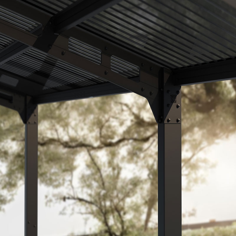 Carport Doble - 586x538cm + 120cm - Arco Sydney - Negro - Canopia