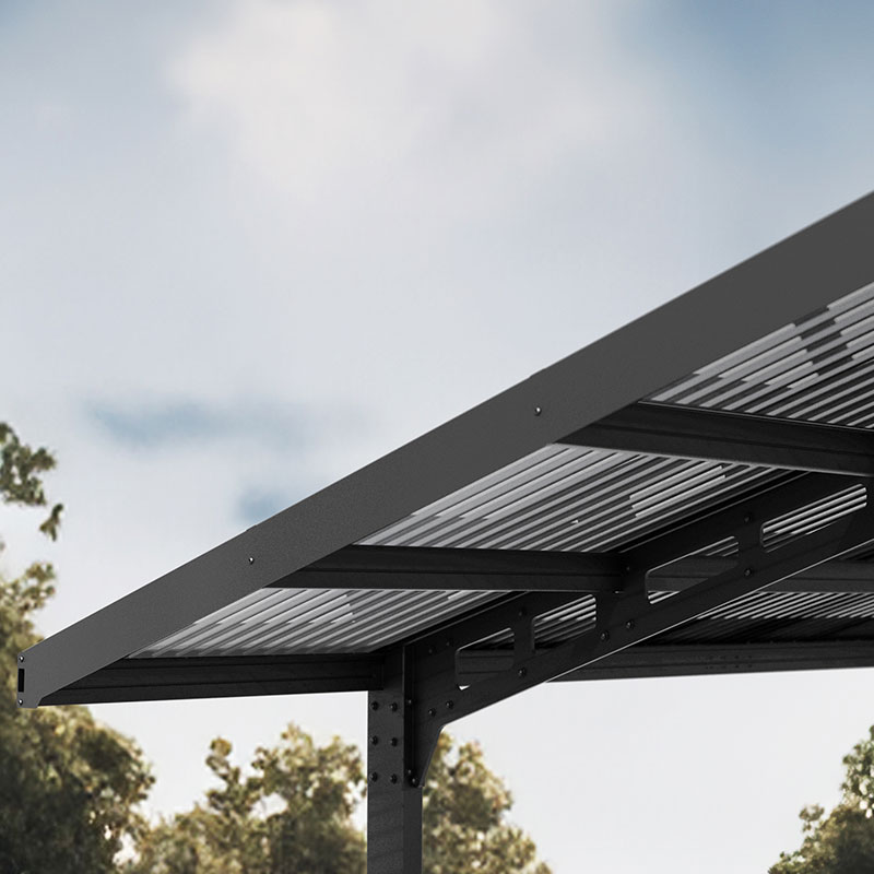 Carport Doble - 586x538cm + 120cm - Arco Sydney - Negro - Canopia