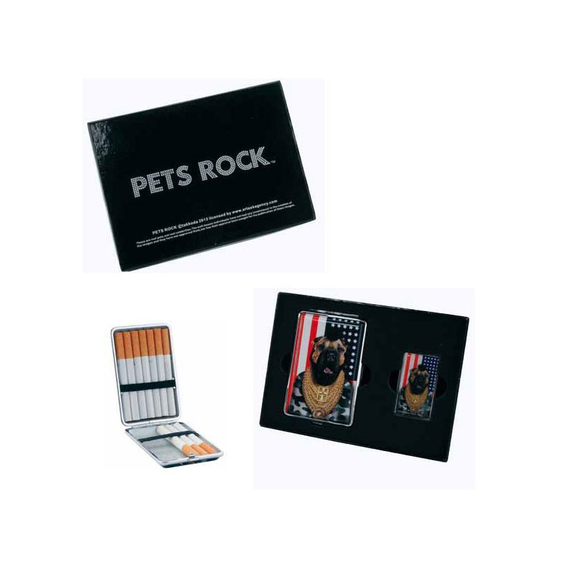 Pets Rock - Set de regalo encendedor pitillera - Mister